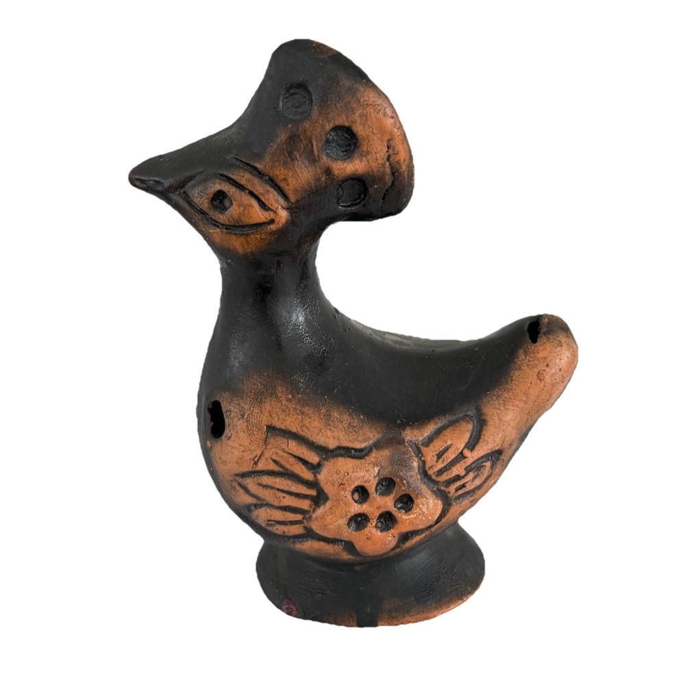 Finland Bird Whistle Vintage Hand Made Red Clay Pottery Primitive 1960’s MCM